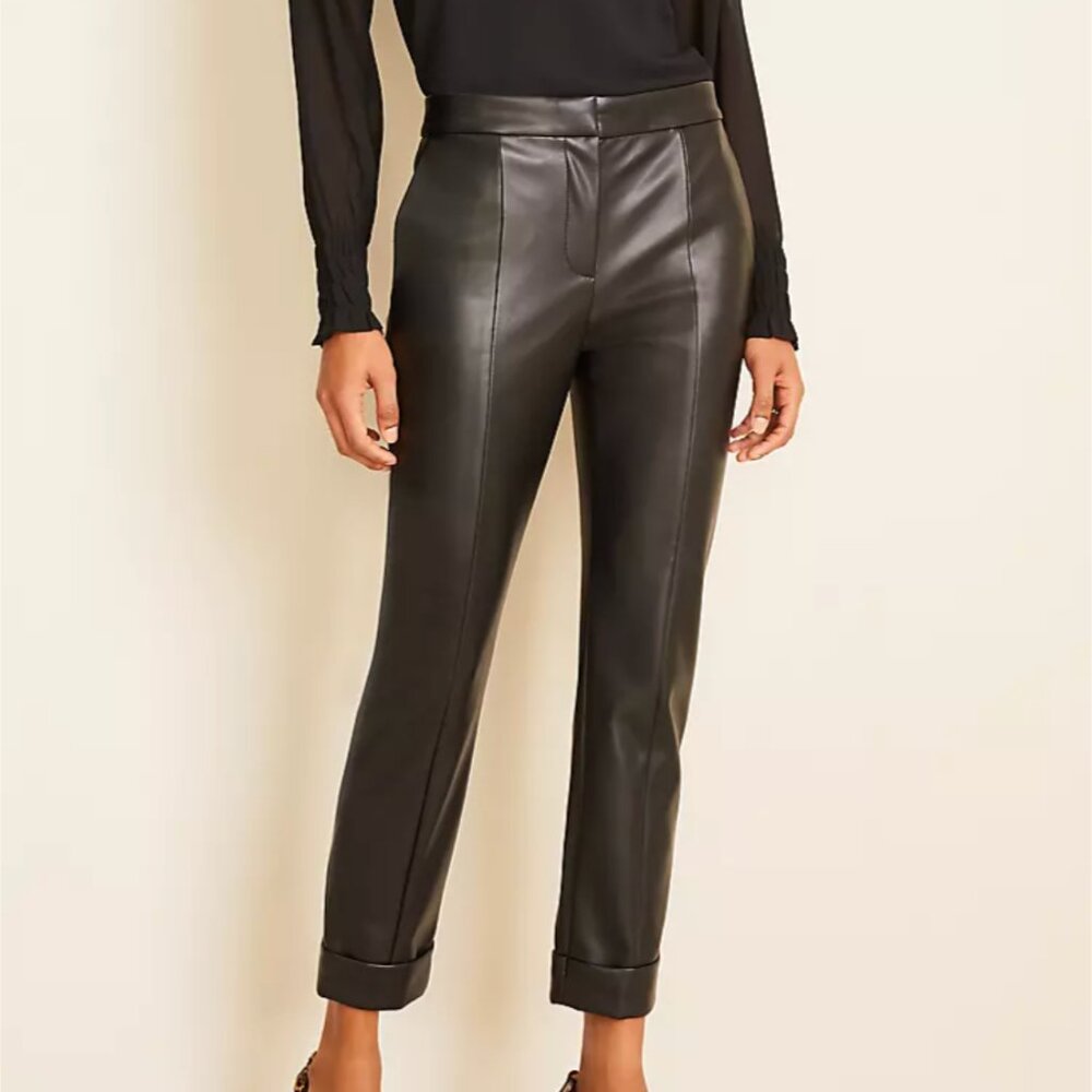 Ann Taylor The Faux Leather Cuffed Ankle Pant Plus Size 18